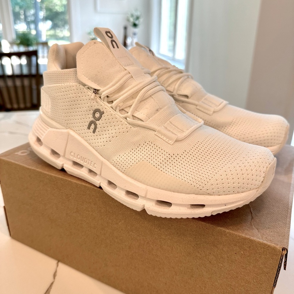 On Women’s Cloudnova Undyed White/White Sneakers 6.5